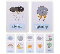 CORHAD 12 Schede Didattiche Meteo, Flashcard Parole a Vista, Carte Educative Multifunzionali Plastificate Resistenti All’acqua, Gioco di Apprendimento per Casa e Scuola