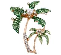 CORHAD 1pezzi Spilla Cocco Palm Verde con Cristalli Brillanti Spilla Moda in Lega per Donne e Ragazze Regalo Elegante per Occasioni Speciali come Matrimonio e Compleanno