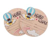 CORHAD 2 Pezzi Cartello Annuncio Nascita in Legno con Mongolfiera e Stelle Targa Benvenuto Ragazzo Ragazza Unisex per Foto Ricordo Ospedale e Asilo