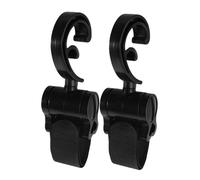 CORHAD 2 pezzi Ganci per Passeggino Rotanti con Fissaggio Strappo Ganci Multiuso per Borse e Spesa Facili da Installare e Resistenti per Passeggini e Ombrellini Nero