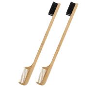 CORHAD 2 Pezzi Pettine per Barba Spazzola per Barba 2 in 1 in Legno e Nylon Beige per Sopracciglia Distribuisce gli Oli in Modo Uniforme per Uomini Grooming Kit e Uso Outdoor
