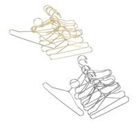 CORHAD 20 Pezzi Mini Appendiabiti Dorati e Argento in Metallo 65mm per Vestiti e Gonne di Bambole, Grucce per Abiti in Miniatura per Armadio e Esposizione Giocattoli