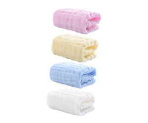 CORHAD 4 pezzi Asciugamani in Cotone a Sei Strati per Ragazzo Ragazza Morbidi e Traspiranti Asciugamano Viso e Strofinaccio per Bava Asciugamani Assorbenti per Bebè Colori Rosa Blu