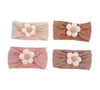 CORHAD 4 pezzi Fasce Capelli Elastiche Neonata con Fiori Fatti Mano Morbide e Confortevoli Accessori per Capelli Bambina Neonata e Fascia Antiscivolo e Aderente Colori Vivaci e Duraturi
