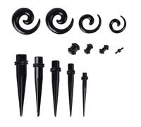 CORHAD 54pezzi Dilatatori Orecchie Auricolari in Acrilico Nero Kit Espansione Orecchio Leggero e Ipoallergenico Accessori per Piercing e Tunnel Auricolari Facile da Indossare e Portatile
