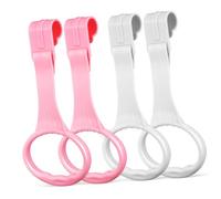 CORHAD Anelli Per Culla e Anelli Di Trazione Per Box Per Ragazzo Ragazza, Plastica Resistente, Set Da 4 Pezzi (2 Bianchi 2 Rosa), Supporto Per Imparare a Camminare e Allenare La Coordinazione
