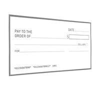 CORHAD Assegno Finto Gigante 76,2x40,6 Cm Cancellabile per Eventi e Scherzi, Assegno in Bianco Riutilizzabile per Premi, Raccolte Fondi e Decorazioni