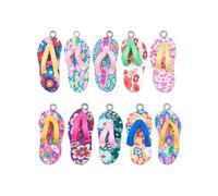 CORHAD Ciondoli a Forma di Pantofola 10 Pezzi, Pendenti per Gioielli Fai da Te, Decorazioni Estive da Spiaggia Multicolore, Accessori per Braccialetti e Portachiavi Colore Colore Casuale