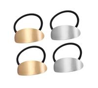 CORHAD Elastici per Chioma Donna 4 Pezzi Colore Argento e Oro Finitura Lucida Forma Ovale Lunga Design Speciale per Molte Occasioni