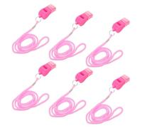 CORHAD Fischietti Rosa in Plastica ad Alto Volume con Cordino e Bocchino Protettivo, Set da 6 Pezzi, Fischietti Sportivi per Allenatori, Arbitri e Feste di Carnevale