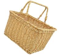 CORHAD Fruits and Vegetable Basket Intrecciato in Materiale PP con Manico, Multiuso per Cucina e Evento, Design Naturale