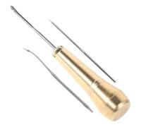 CORHAD Kit Punteruolo per Riparazione Scarpe Manico in Rame, Ago Uncinato per Cucito Pelle, Strumento Artigianale per Lavorazione e Riparazione Suole, Utensile Professionale per Fai da