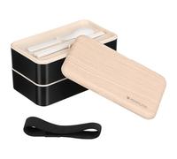 CORHAD Lunch Box Doppio Strato da 1.2l in Pp e Legno, Contenitore Porta Alimenti Resistente e Levigato per Carne e Verdure, per Ufficio e Asilo