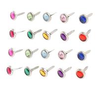 CORHAD Mini Fermacampioni Rotondi 8x15mm in Ferro e Acrilico 100 Pezzi Facili da Installare per Tenere Nastrini Colore Casuale per Scrapbooking e DIY