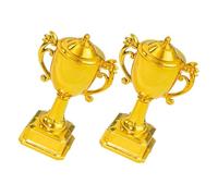 CORHAD Mini Trofei Decorazioni per Torte in Plastica 2 Pezzi, Coppe Sportive per Feste, Decorazioni per Tavola Dolci a Tema Calcio, Riutilizzabili e Leggere