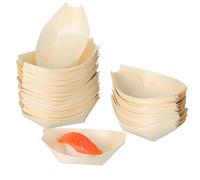 CORHAD Monouso per Sushi in Legno, 50 Pezzi, Ciotole per Snack e Dessert, Forma Barca, per Ristoranti e Tavola Giapponese