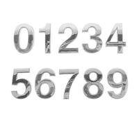 CORHAD Numeri per Porte Moderni in Abs Argento 10 Pezzi, Facili da Installare e Rimuovere, Segnaporta per Bagno e Numero Piano, Stile Pulito e Luminoso