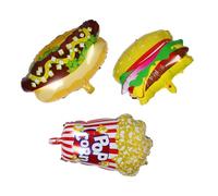 CORHAD Palloncini Design Realistico a Forma di Popcorn, Hot Dog e Hamburger 3 in Foglio di Alluminio Gonfiaggio Rapido e Decorazione Versatile per Compleanno per Feste e Carnevale