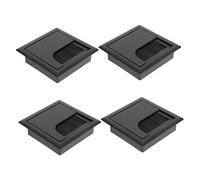 CORHAD Passacavo da Scrivania Copriforo in Plastica Abs Nero 80x80mm, Organizzatore di Cavi per Ufficio e Casa, Set da 4 Pezzi Spazzola per Gestione Fili