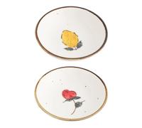 CORHAD Set 2 Pezzi Piatti di Condimento in Ceramica Bianca, Resistente e Decorati a Mano, per Barbecue e Ristorante, Piatti per Salse e Spezie Stili multipli