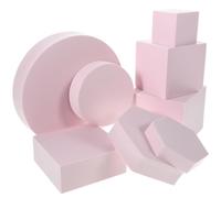 CORHAD Set 8 Pezzi di Oggetti Geometrici in Schiuma Rosa per Fotografia Cosmetica, Cubi Decorativi Multifunzione, Facili da Trasportare, per Servizi Fotografici