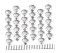 CORHAD Set da 30 Pomelli Rotondi in Acciaio Inox Satinato Maniglie per Cassetti e Mobili da Cucina Pomelli in Argento per Armadi e Cassetti Accessori per Arredamento Casa e Rinnovo
