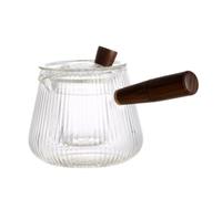 CORHAD Teiera in Vetro Design Semplice e Linee Pulite Infusore in Legno, Resistente al Calore per Tè in Fiore e Acque Aromatizzate