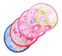 CORHAD Ventagli Pieghevoli Rotondi in Poliestere e Filo D'acciaio 4 Pezzi Stili multipli Stile Tradizionale Giapponese Portatili ed Eleganti Colore Casuale Stili multipli