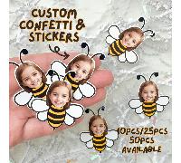 Coriandoli a forma di ape, coriandoli a forma di ape, coriandoli personalizzati, coriandoli lucidi a forma di ape, compleanno a forma di ape, troppo dolce per essere uno, dolce come può essere, adesiv