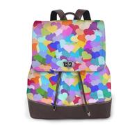 Coriandoli a forma di cuore arcobaleno,Zaino da donna, impermeabile, leggero, in pelle PU, alla moda, da viaggio