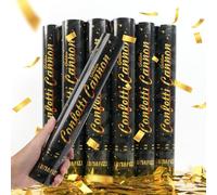 Coriandoli biodegradabili da 30,5 cm, confezione da 6 cannoni per coriandoli, multicolore, per matrimoni, feste di compleanno, vigilia di Natale e Capodanno (oro champagne)
