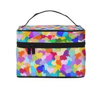 Coriandoli cuore arcobaleno, Borsa per il trucco Borsa per cosmetici Borsa da toilette da viaggio portatile Astuccio per matite Astuccio da toilette