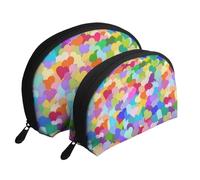 Coriandoli cuore arcobaleno, Borsa per trucco a conchiglia Portamonete da donna Borsa da toilette piccola Borsa per cosmetici 2 pezzi