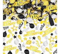 Coriandoli Decorazione Compleanno, Bekecidi Glitter Oro Nero Argento Lucido Durevole Plastica Resistente Per Festa Matrimonio Deco Tavolo Set di 2×15g Modello Vetro Bottiglia