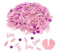 Coriandoli di biberon e coriandoli di piedini, Decorazione con paillettes per ragazze in PVC, il genere rivela le decorazioni per la tavola delle feste, Adatto per baby shower (rosa)
