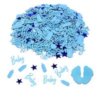 Coriandoli di biberon e coriandoli di piedini, decorazioni con paillettes per battesimo di ragazzi in PVC, il genere rivela le decorazioni per la tavola delle feste, Adatto per baby shower (blu)