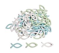Coriandoli in legno a forma di pesce, per battesimi, 90 pezzi, multiuso, per cerimonie religiose, decorazioni da tavolo, baby shower, forniture per feste