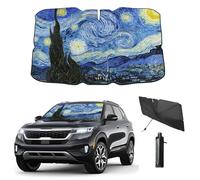 Coricha, Parasole per parabrezza Van Gogh con cielo stellato per finestrino anteriore dell'auto, accessori estivi per auto, 100% oscurante, protegge l'interno dai raggi UV e dal calore, 145 x 78,7 cm