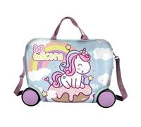Coriex Trolley Cavalcabile Unicorno, Valigia da Viaggio per Bambini Rigida in ABS, Cavalcabile Trainabile con Tracolla 23L 45 x 22 x 34 cm, Multicolore