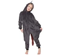 corimori (14+ Modelli Pigiama Animali Bambini Costume Kigurumi Tuta Animale Cosplay Carnevale, (110-130 cm), Unicorno Nero, 1851