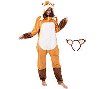 Corimori 1852 (6+ designs) Costume Uomo Donna Tuta Kigurumi Animale Pigiama Intero Adulti , "Faye" la volpe (Arancione), Altezza 170-180 cm