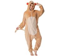 Corimori 1852 (6+ designs) Costume Uomo Donna Tuta Kigurumi Animale Pigiama Intero Adulti , "Louis" la Scimmia (marrone chiaro), Altezza 170-180 cm