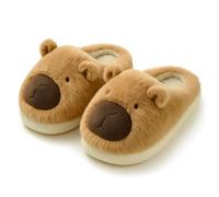 corimori Capybara Pantofole Donna e Uomo - Divertenti Pantofole Animali - Soffici con Suola in Gomma - Morbide Scarpe di Peluche, marrone, 34/35 EU