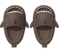corimori Ciabatte da bagno per squalo, antiscivolo, ad asciugatura rapida, comode con design di squalo (taglia 34-43), Marrone 21, 34/35 EU