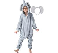 corimori - Morbido Costume da Elefante per Bambini con Cerchietto per Capelli | Costume di Carnevale a Tuta Intera per Ragazze e Ragazzi | Statura 90-110 cm