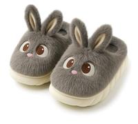 corimori Pantofole in peluche a forma di coniglietto, taglia 33-39, grigio., 36/37 EU