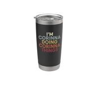 Corinna Name Corinna Personalized Name First Given Bicchiere termico in acciaio inox doppia parete