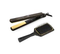 Corioliss C-Style | Piastra per Capelli | Piastre in Titanio | Controllo Temperatura 165º-220º | Ioni | Onde e Liscio | Con Spazzola Paddle | Riscaldamento Rapido | Cavo Girevole | Leopard Gold