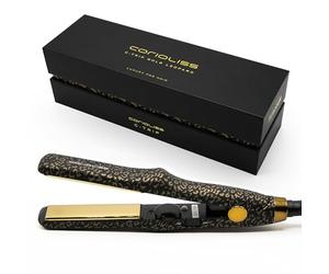 CORIOLISS C Trip Mini | Piastra per capelli da donna | Ferro arricciacapelli e raddrizzatore in titanio per capelli fini | Ferro professionale con controllo della temperatura (Leopard Gold)
