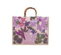 CORIOS Bohemien Borsa a Mano Donna Borse a Tracolla di Paglia PP e Lino Borse a Spalla con Ricamo di Paillettes Alta Capacità Borsa Spiaggia Etnica Borse Tote per Vacanza Spiaggia Viaggio Viola